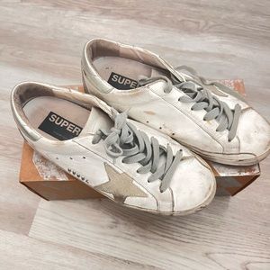 Distressed Italian made Golden Goose superstar sneaker size 37